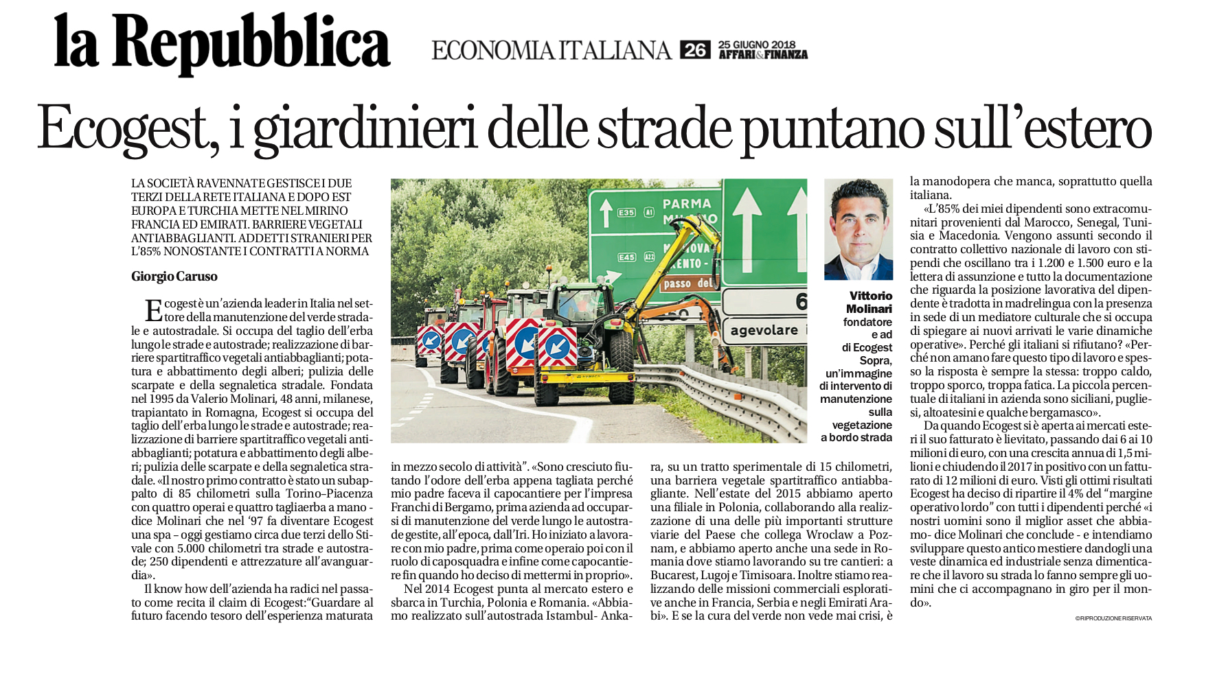 Ecogest e la sua mission sul quotidiano La Repubblica